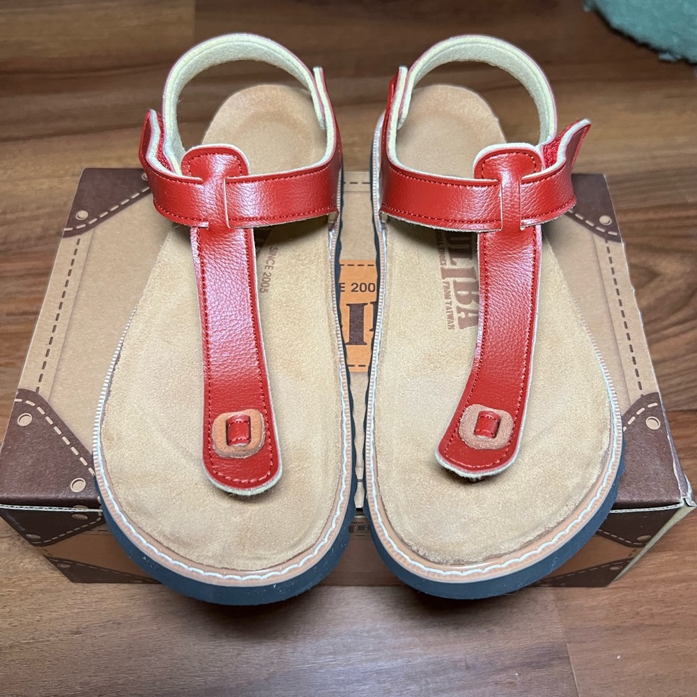 T-strap sandals in red size euro36 or US 5.5.